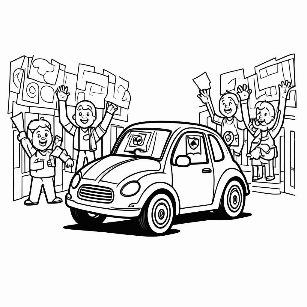 Desenho de Carro com Bandeira do Brasil para colorir e imprimir grátis em folha A4