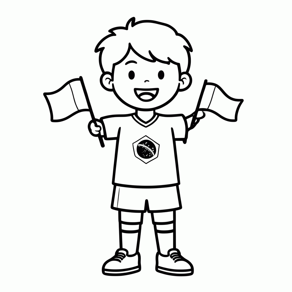 Desenho de Criança Torcedora do Brasil para colorir e imprimir grátis em folha A4