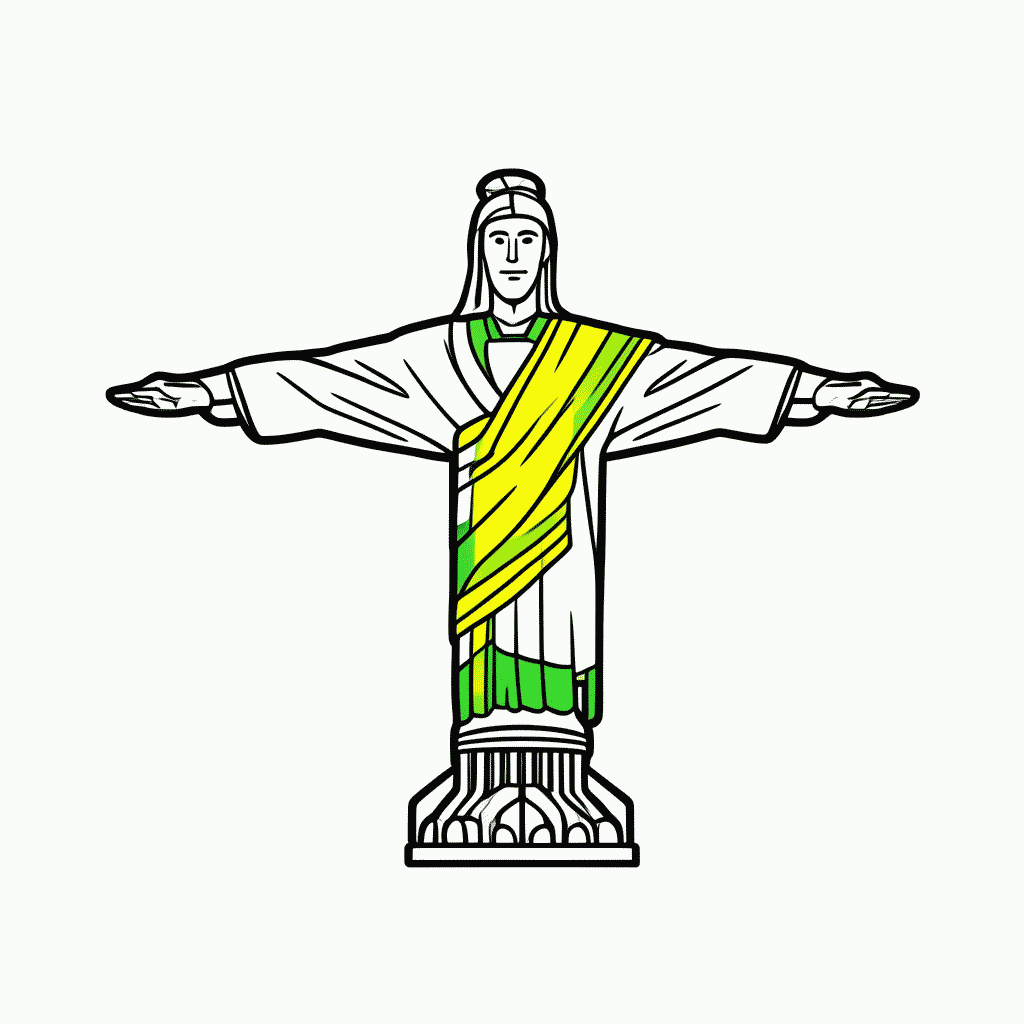 Desenho de Cristo Redentor com Bola para colorir e imprimir grátis em folha A4