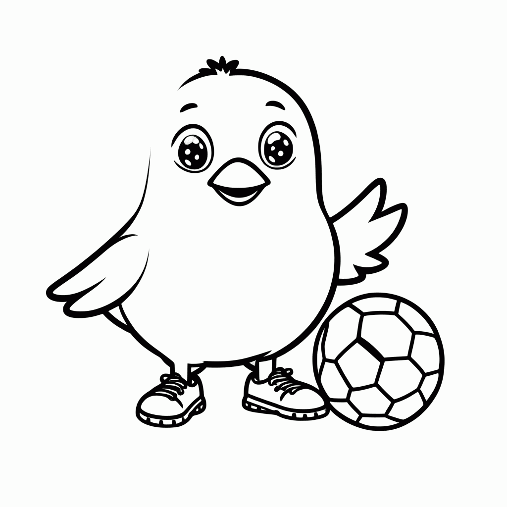 Desenho de Canarinho, o Mascote para colorir e imprimir grátis em folha A4