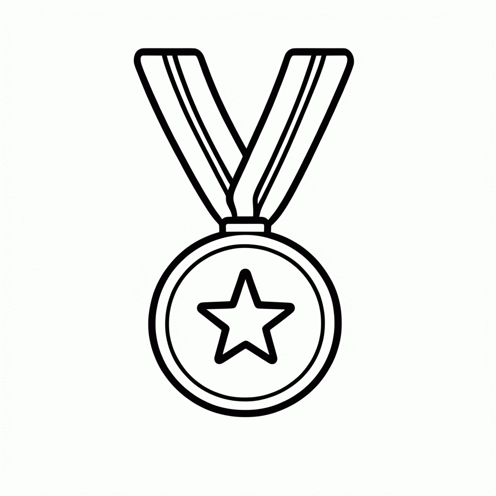 Desenho de Medalha de Ouro para colorir e imprimir grátis em folha A4
