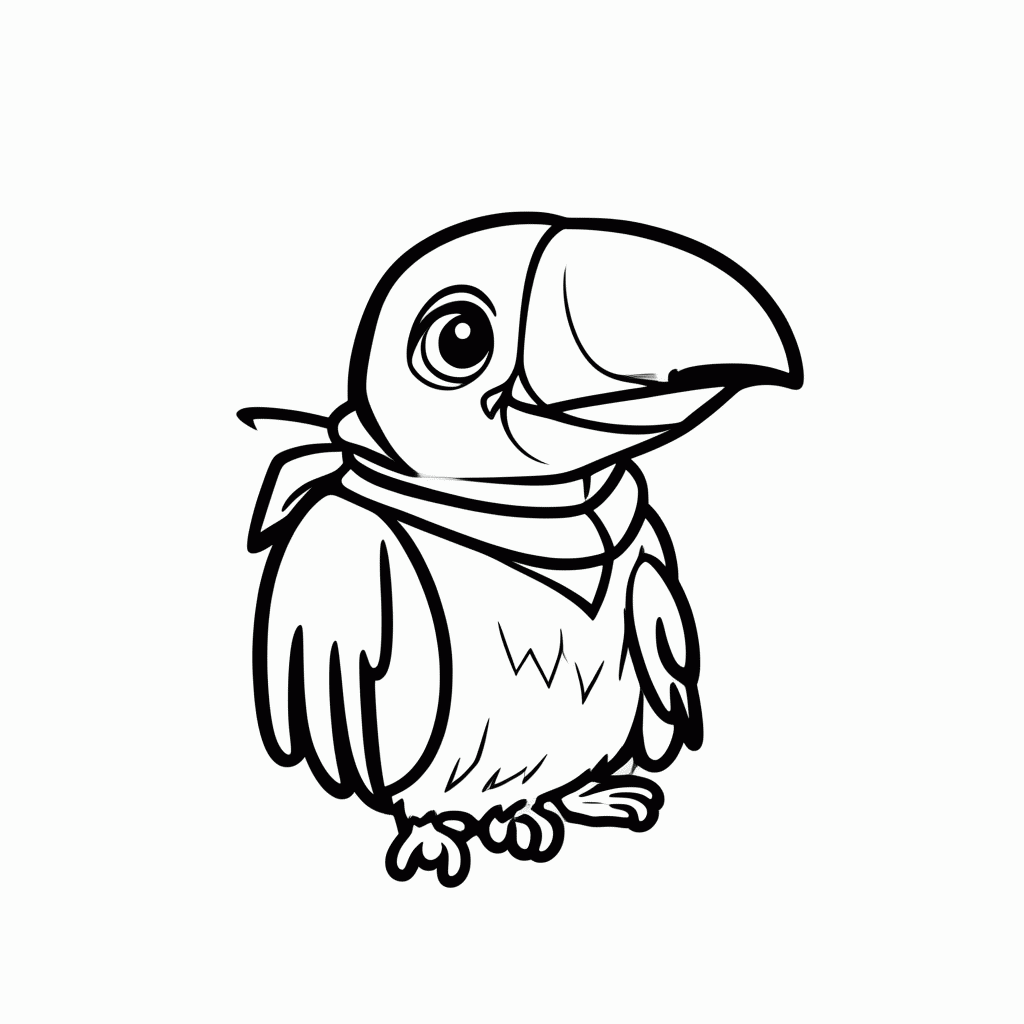 Desenho de Tucano Verde e Amarelo para colorir e imprimir grátis em folha A4