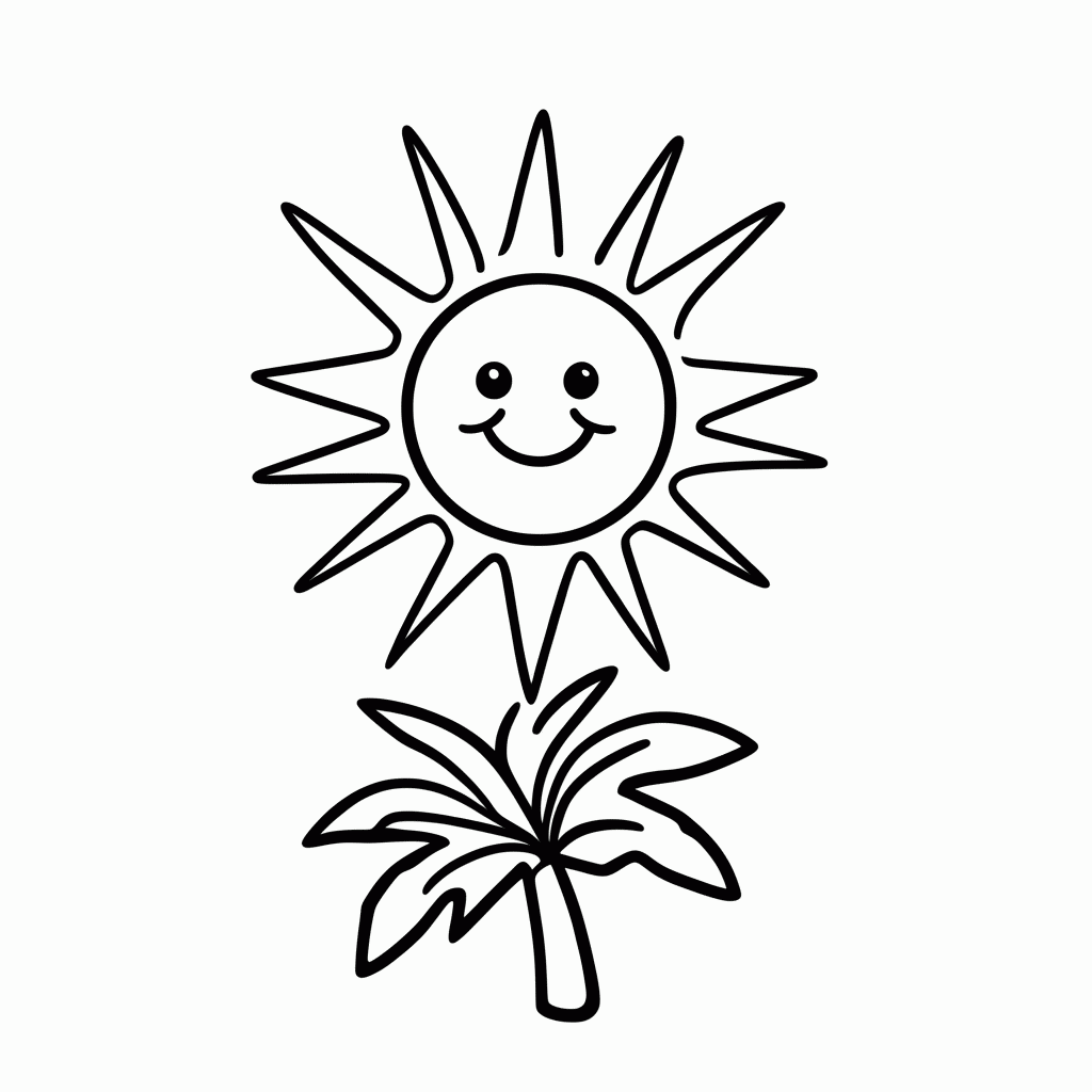 Desenho de Sol do Caribe para colorir e imprimir grátis em folha A4