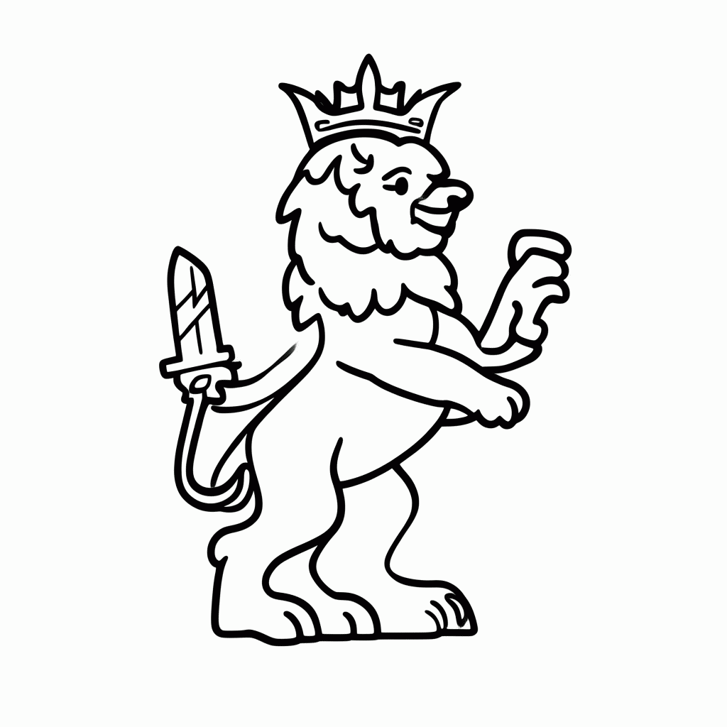 Desenho de Leão da Holanda para colorir e imprimir grátis em folha A4