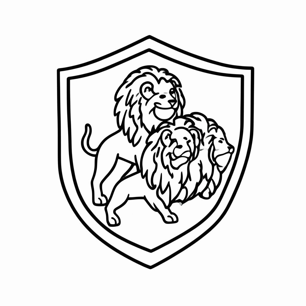 Desenho de Três Leões da Inglaterra para colorir e imprimir grátis em folha A4
