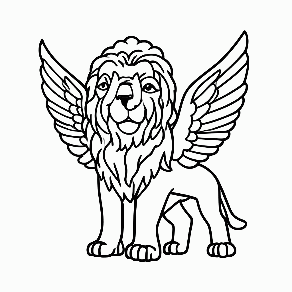 Desenho de Leão da Mesopotâmia para colorir e imprimir grátis em folha A4