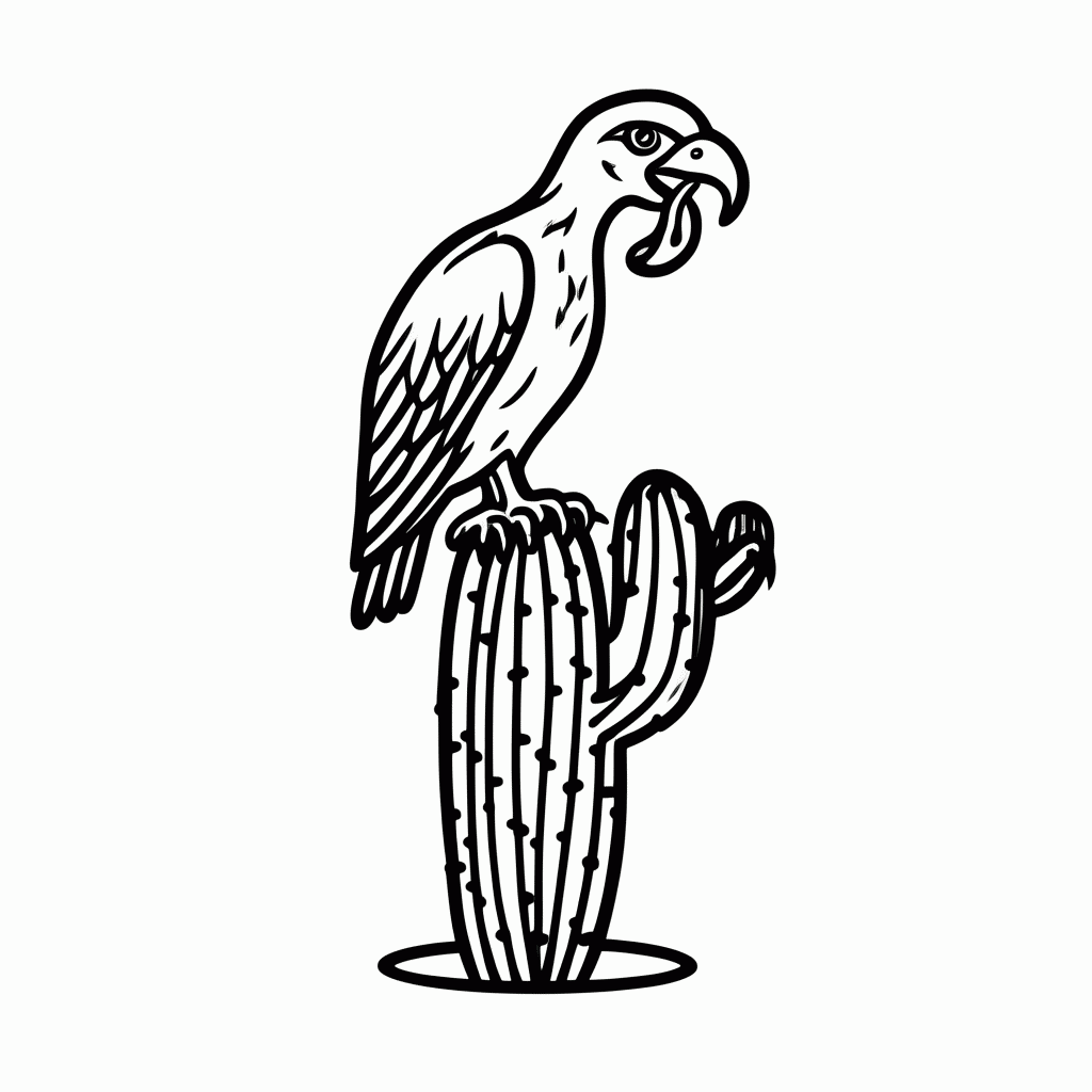Desenho de Águia Asteca do México para colorir e imprimir grátis em folha A4