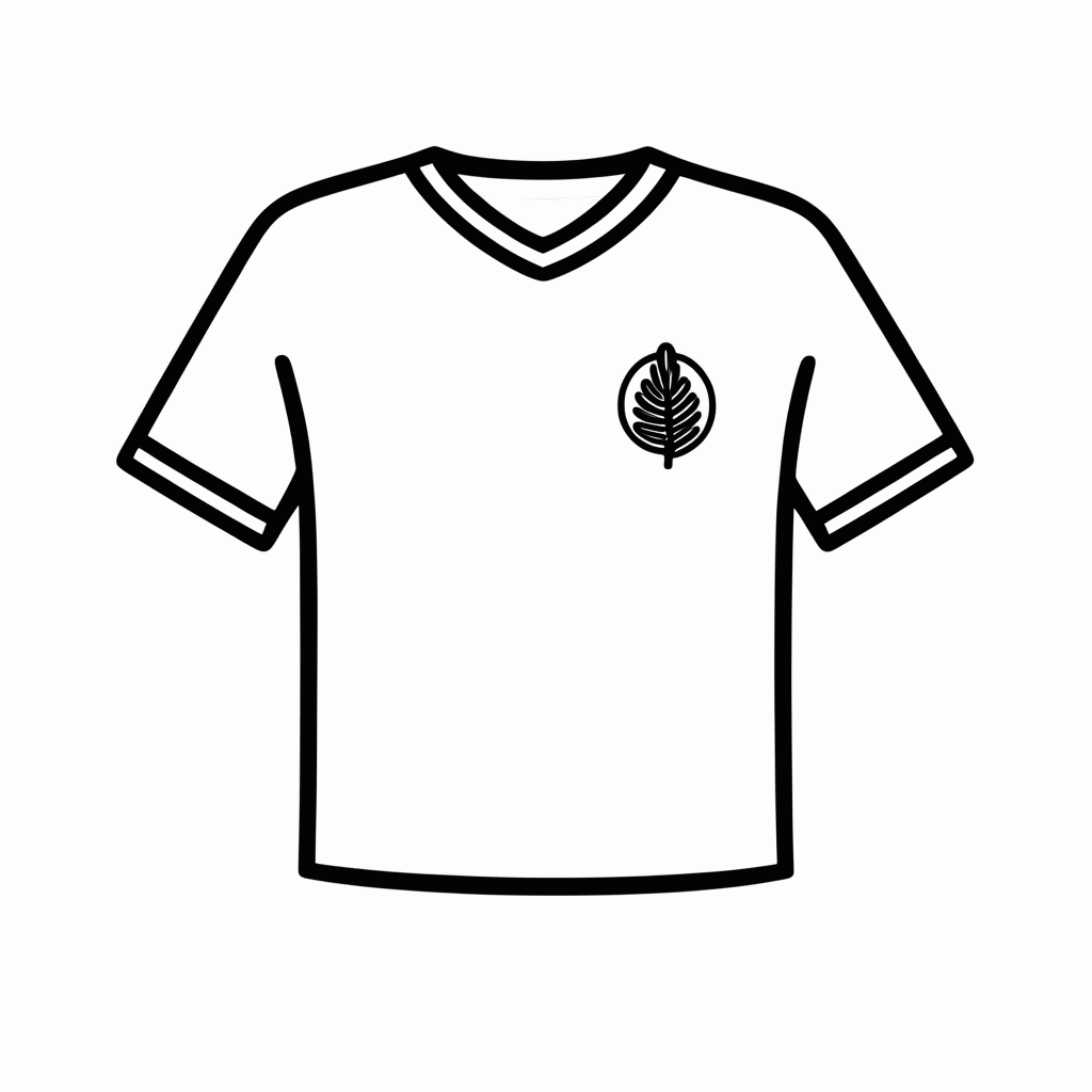 Desenho de Camisa Titular da Nova Zelândia para colorir e imprimir grátis em folha A4