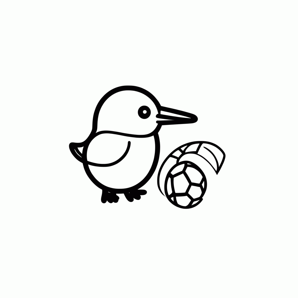 Desenho de Kiwi da Nova Zelândia para colorir e imprimir grátis em folha A4