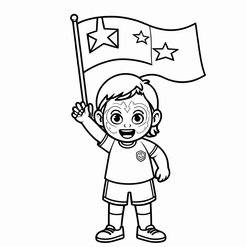 Desenho de Torcedor da Nova Zelândia para colorir e imprimir grátis em folha A4