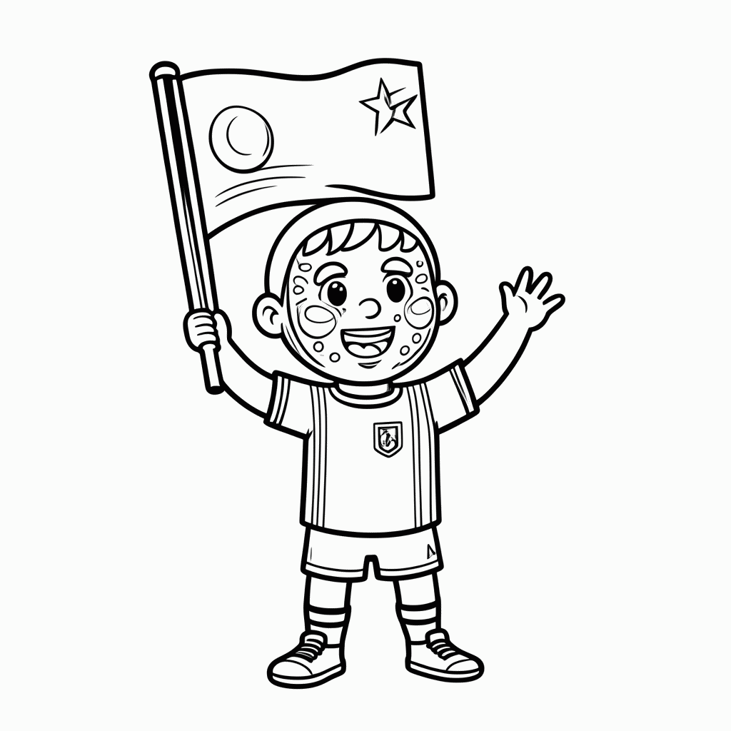 Desenho de Torcedor da Tunísia para colorir e imprimir grátis em folha A4
