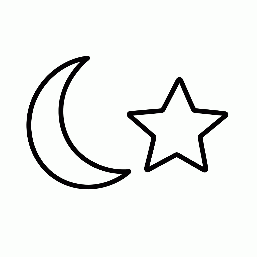 Desenho de Lua e Estrela da Turquia para colorir e imprimir grátis em folha A4