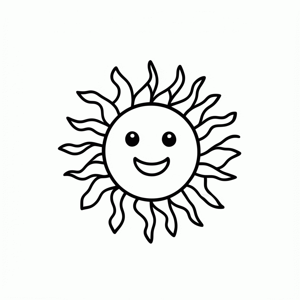 Desenho de Sol do Uruguai para colorir e imprimir grátis em folha A4