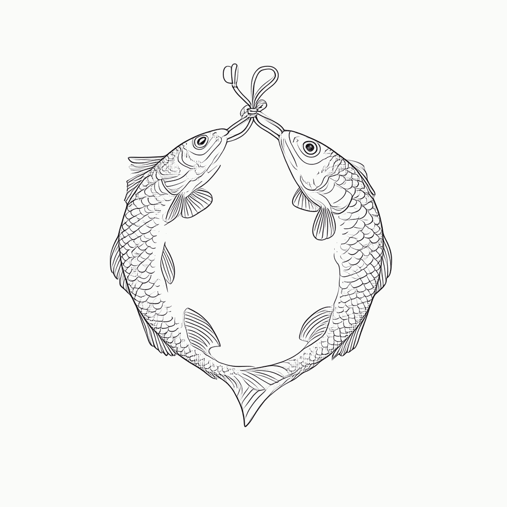 Desenho de Peixes Signo para colorir e imprimir grátis em folha A4
