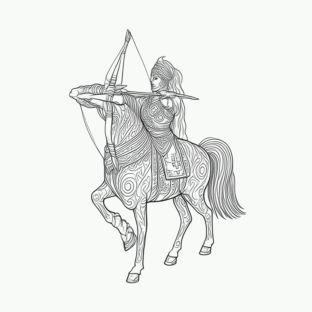 Desenho de Sagitario para colorir e imprimir grátis em folha A4