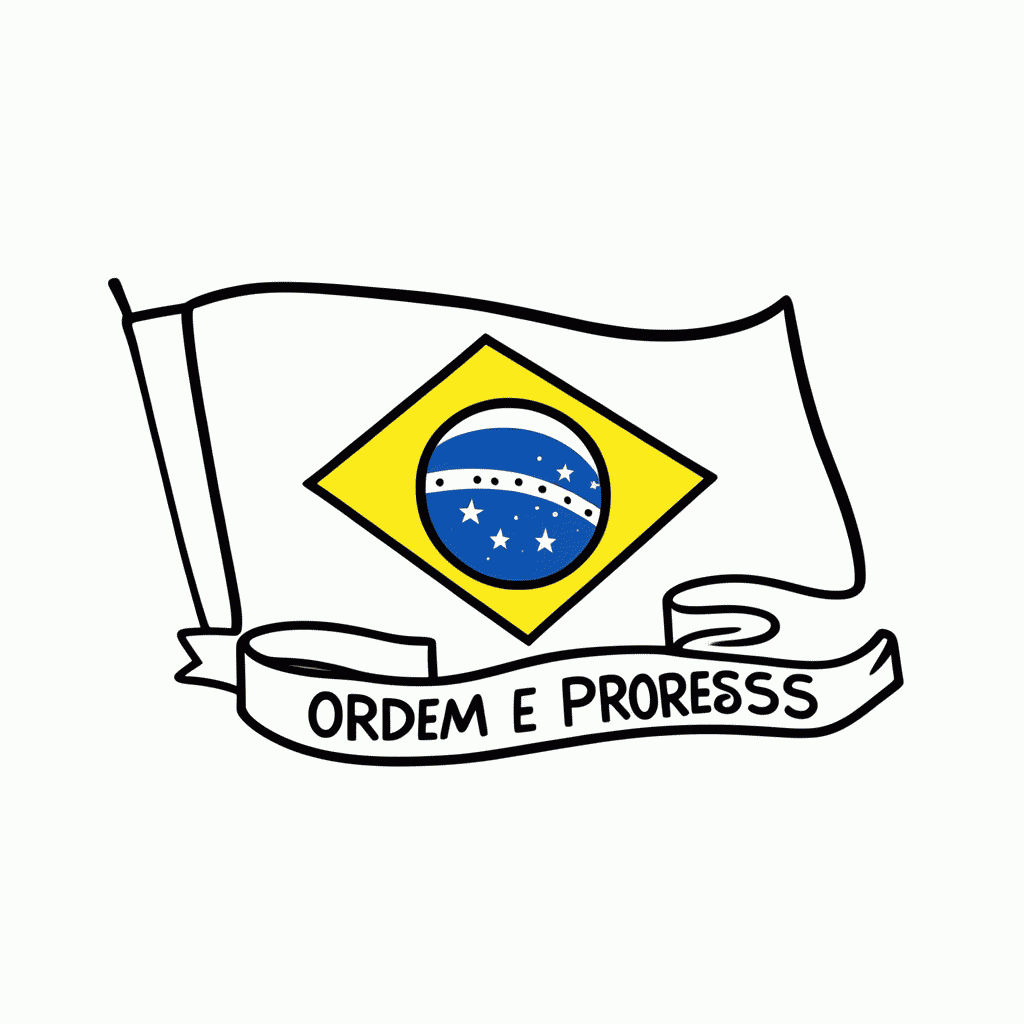 Desenho de Bandeira Do Brasil para colorir e imprimir grátis em folha A4