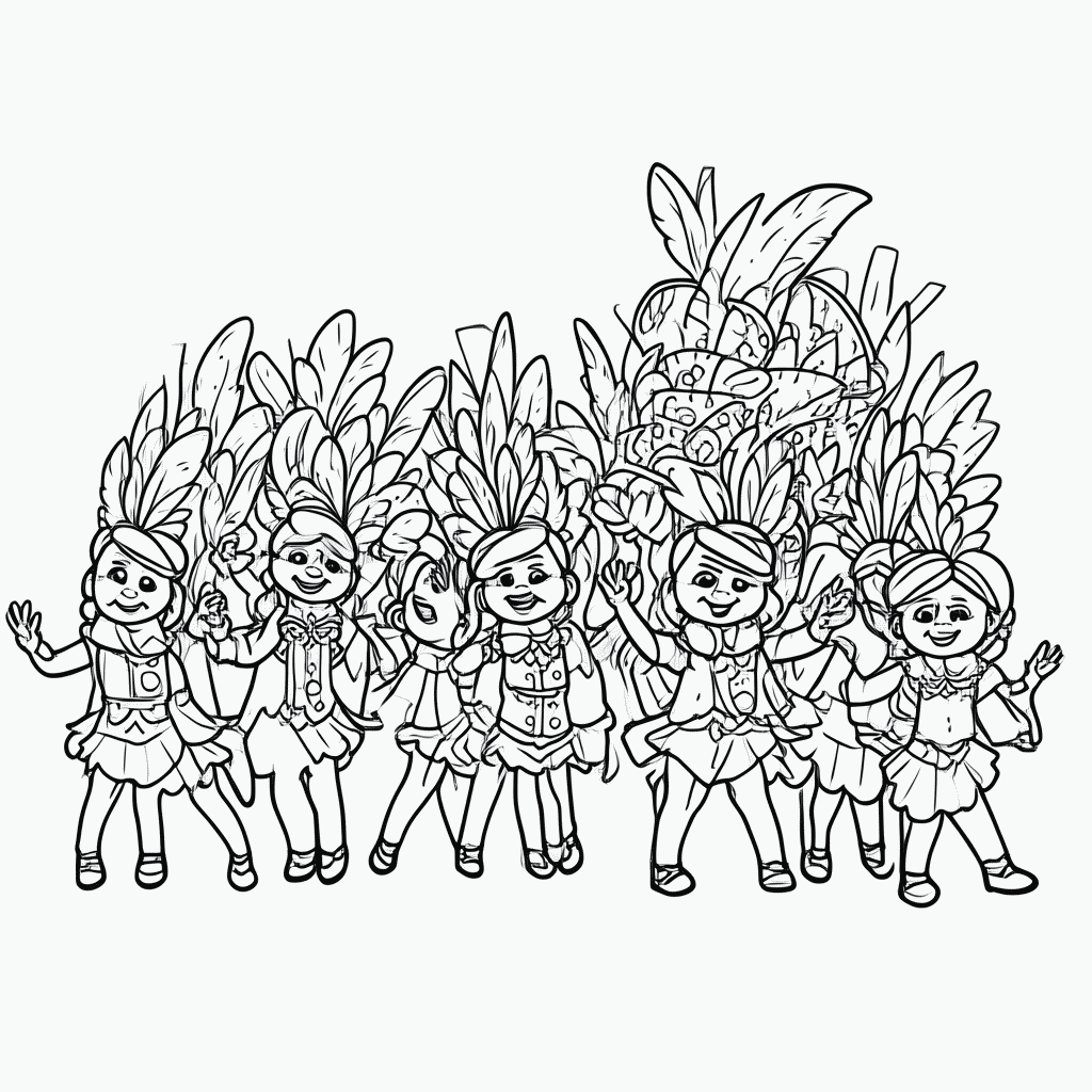 Desenho de Carnaval No Rio para colorir e imprimir grátis em folha A4