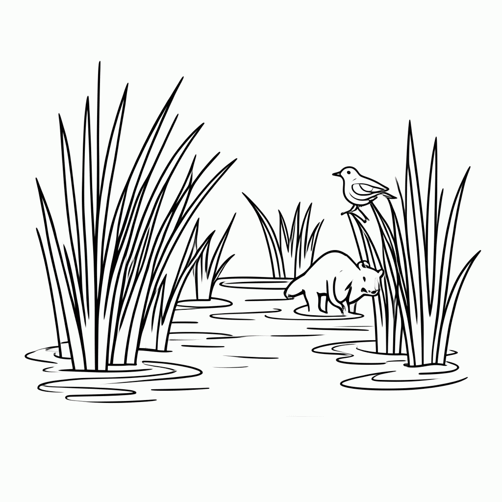 Desenho de Pantanal Pantano para colorir e imprimir grátis em folha A4