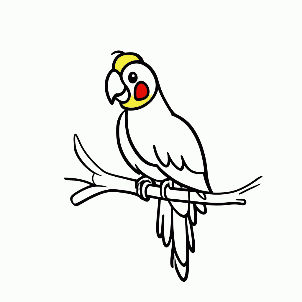 Desenho de Papagaio Verde para colorir e imprimir grátis em folha A4