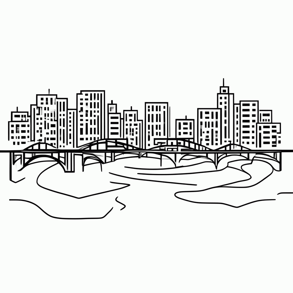 Desenho de Recife Pontes para colorir e imprimir grátis em folha A4