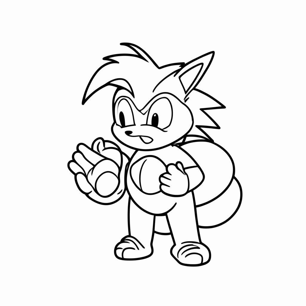 Desenho de Sonic Segurando Anel para colorir e imprimir grátis em folha A4
