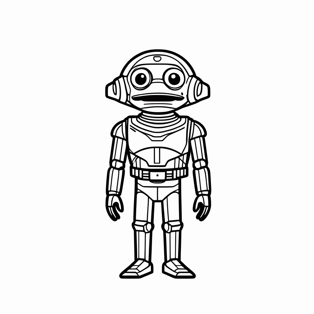 Desenho de C3po Droide Dourado para colorir e imprimir grátis em folha A4