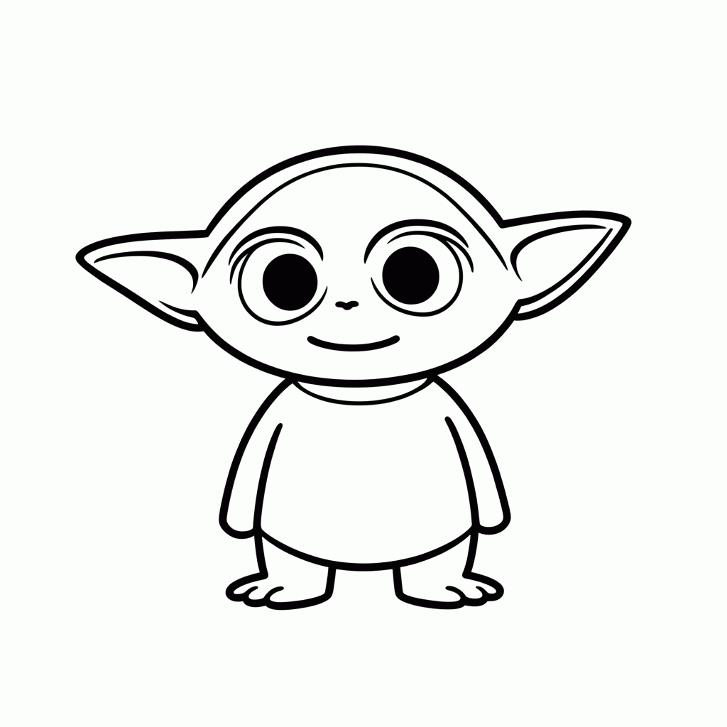 Desenho de Grogu Baby Yoda para colorir e imprimir grátis em folha A4