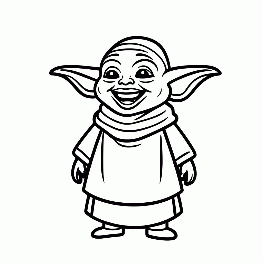 Desenho de Yoda Mestre Jedi para colorir e imprimir grátis em folha A4