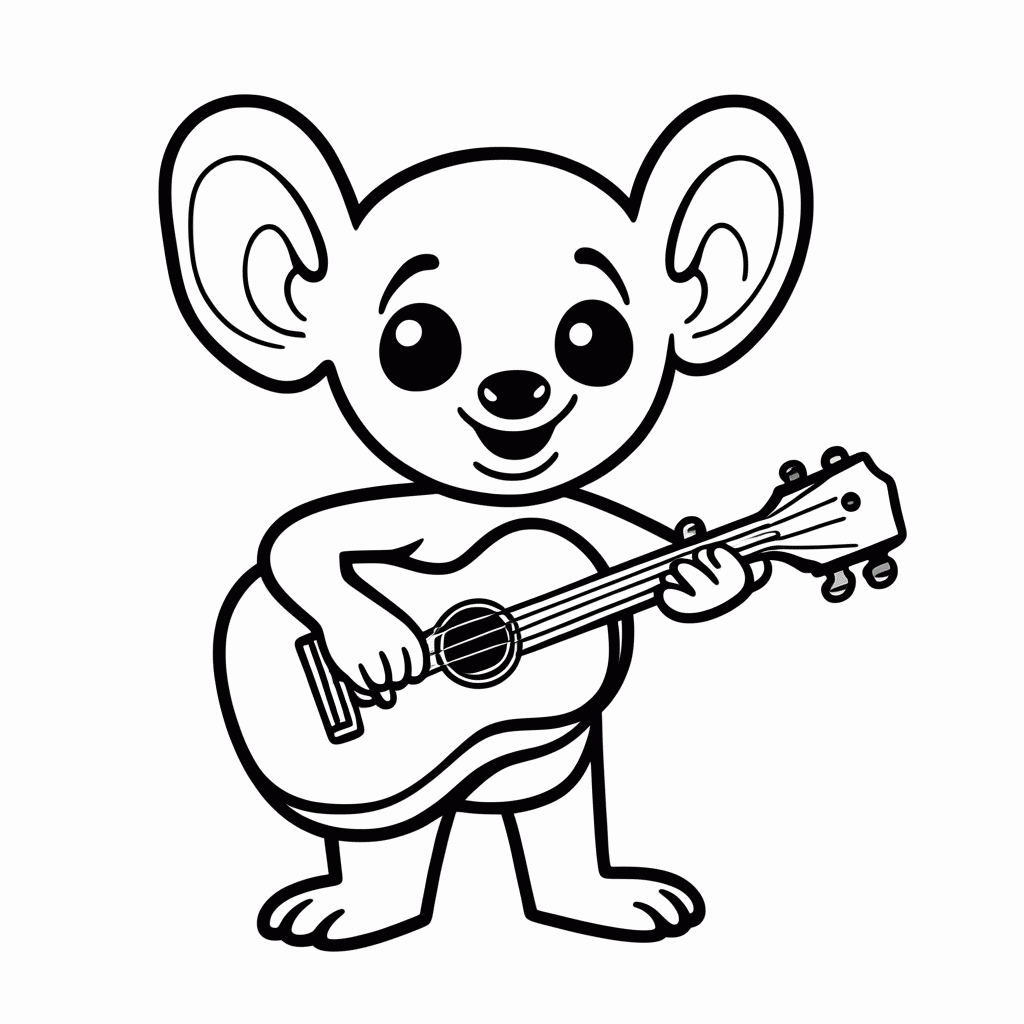 Desenho de Stitch Com Ukulele para colorir e imprimir grátis em folha A4