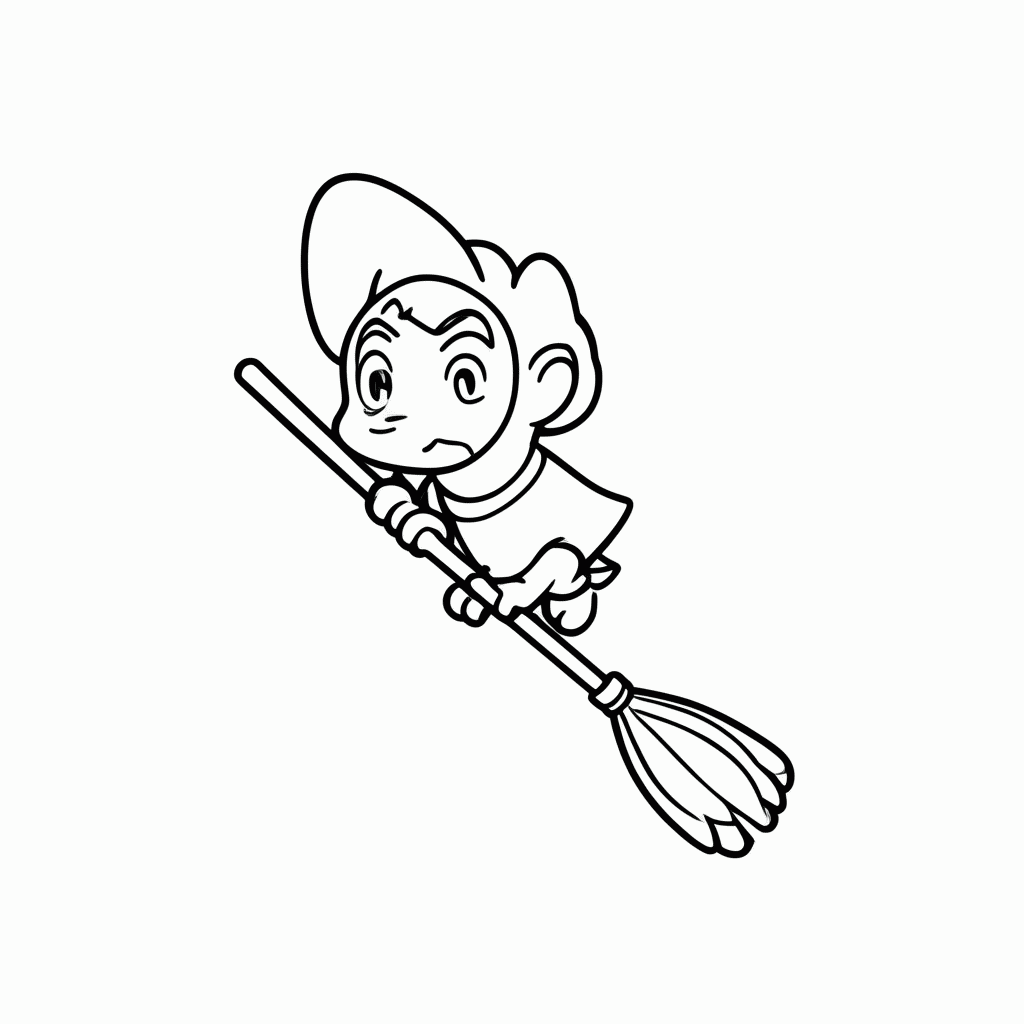 Desenho de Kiki Vassoura Voando para colorir e imprimir grátis em folha A4