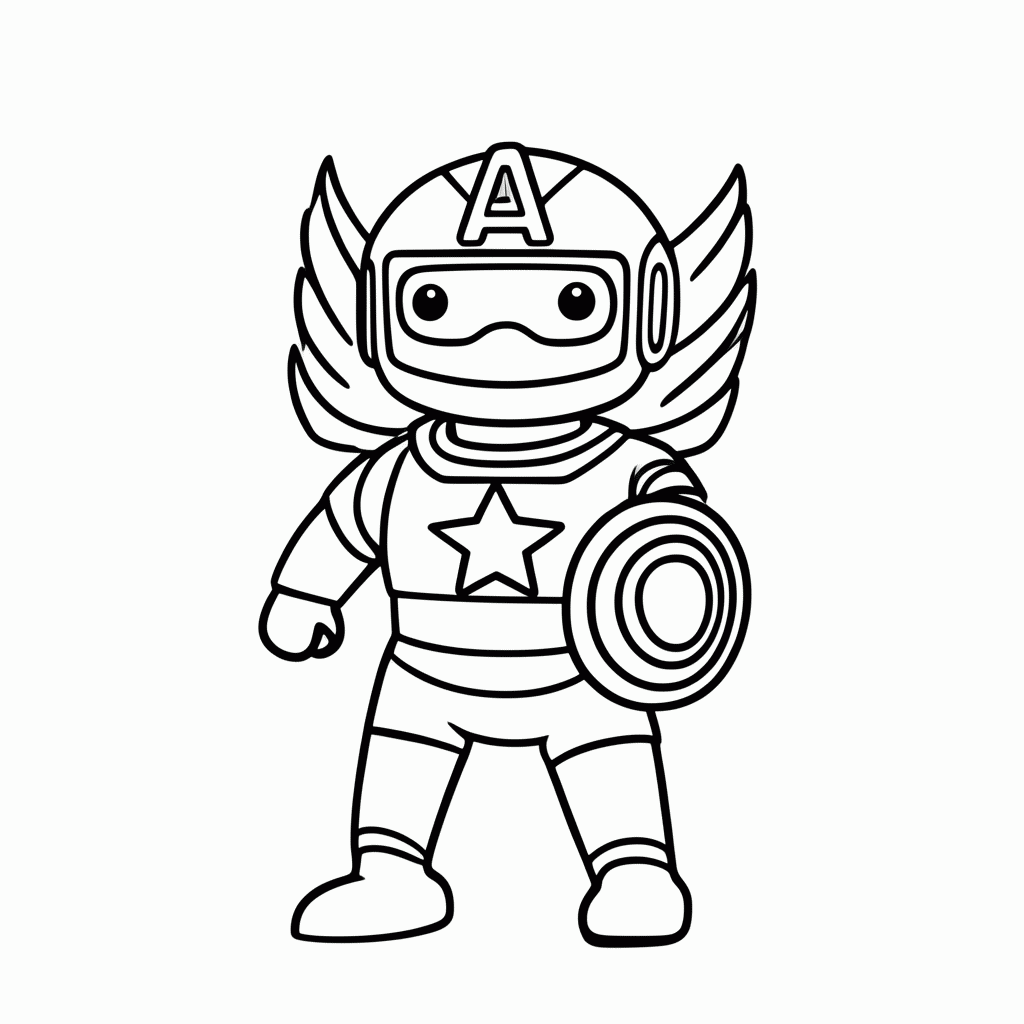 Desenho de Capitao America para colorir e imprimir grátis em folha A4