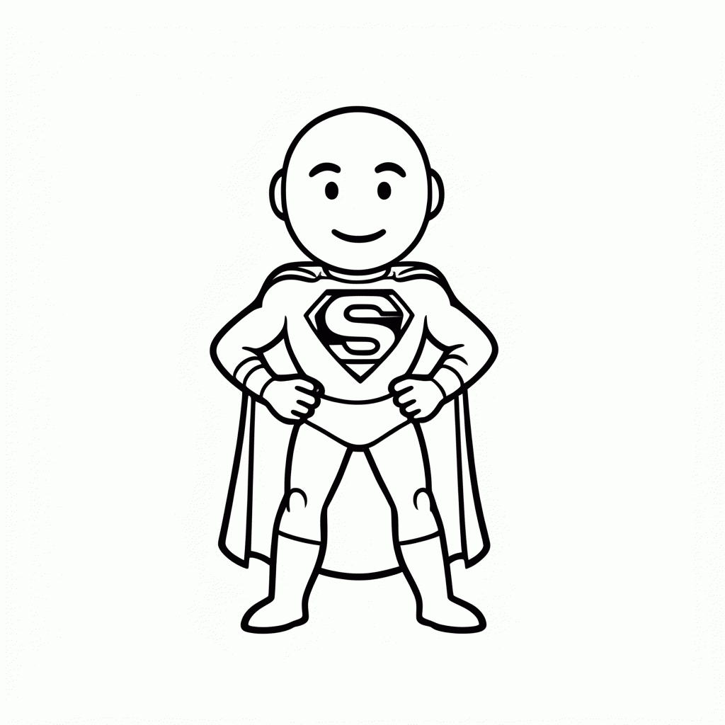 Desenho de Superman para colorir e imprimir grátis em folha A4
