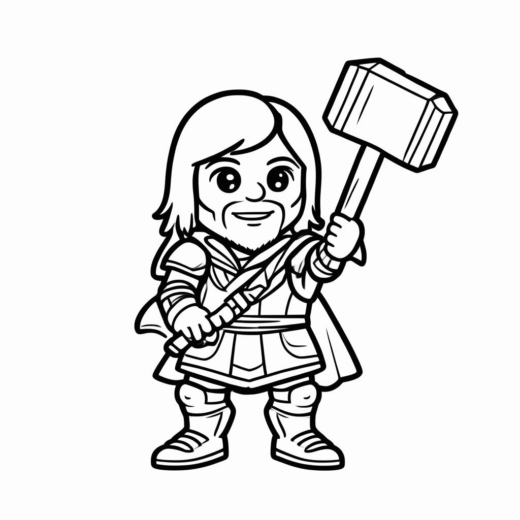 Desenho de Thor para colorir e imprimir grátis em folha A4