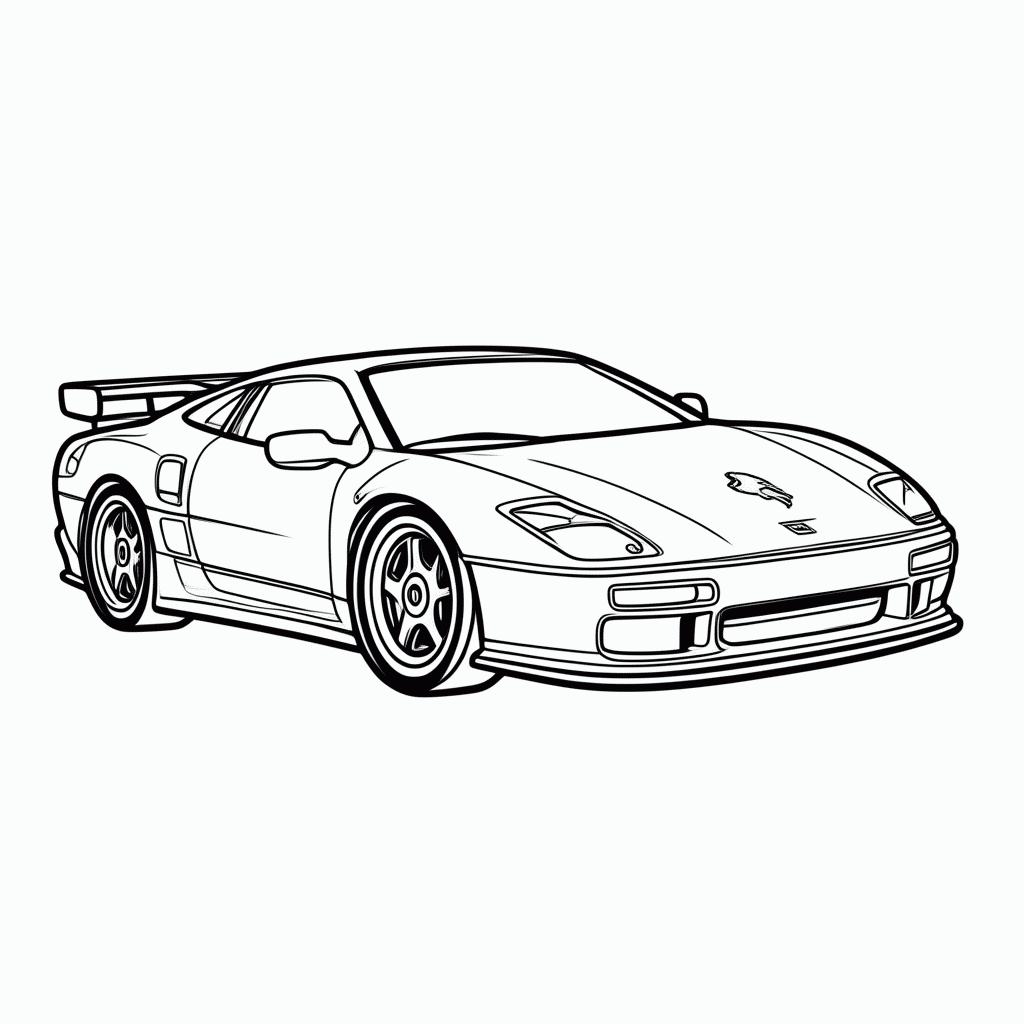 Desenho de Ferrari para colorir e imprimir grátis em folha A4