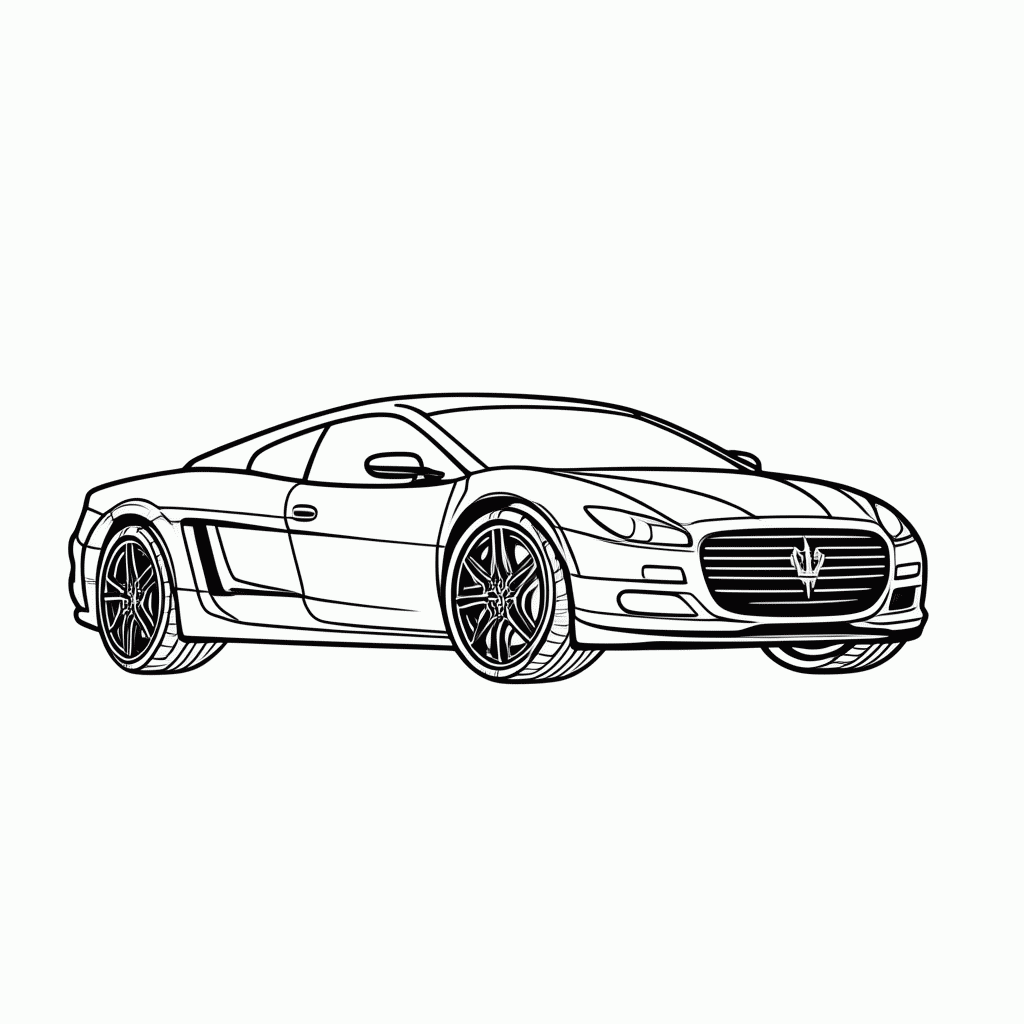 Desenho de Maserati para colorir e imprimir grátis em folha A4