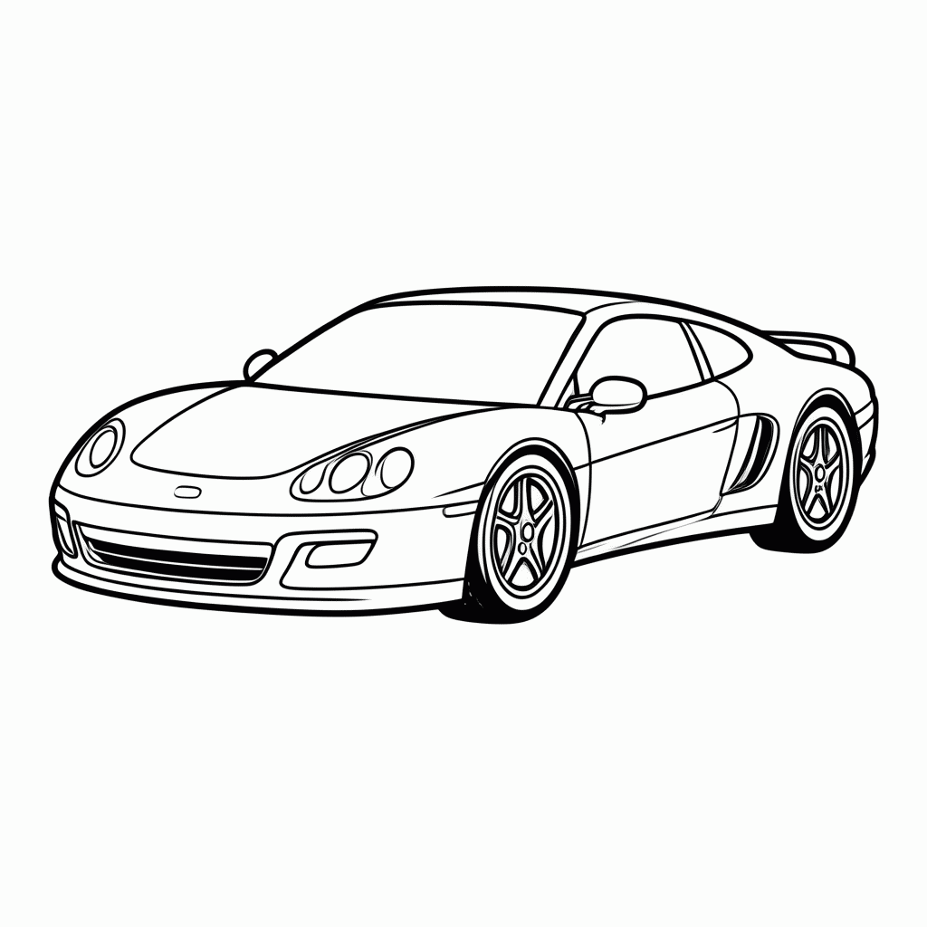 Desenho de Porsche para colorir e imprimir grátis em folha A4