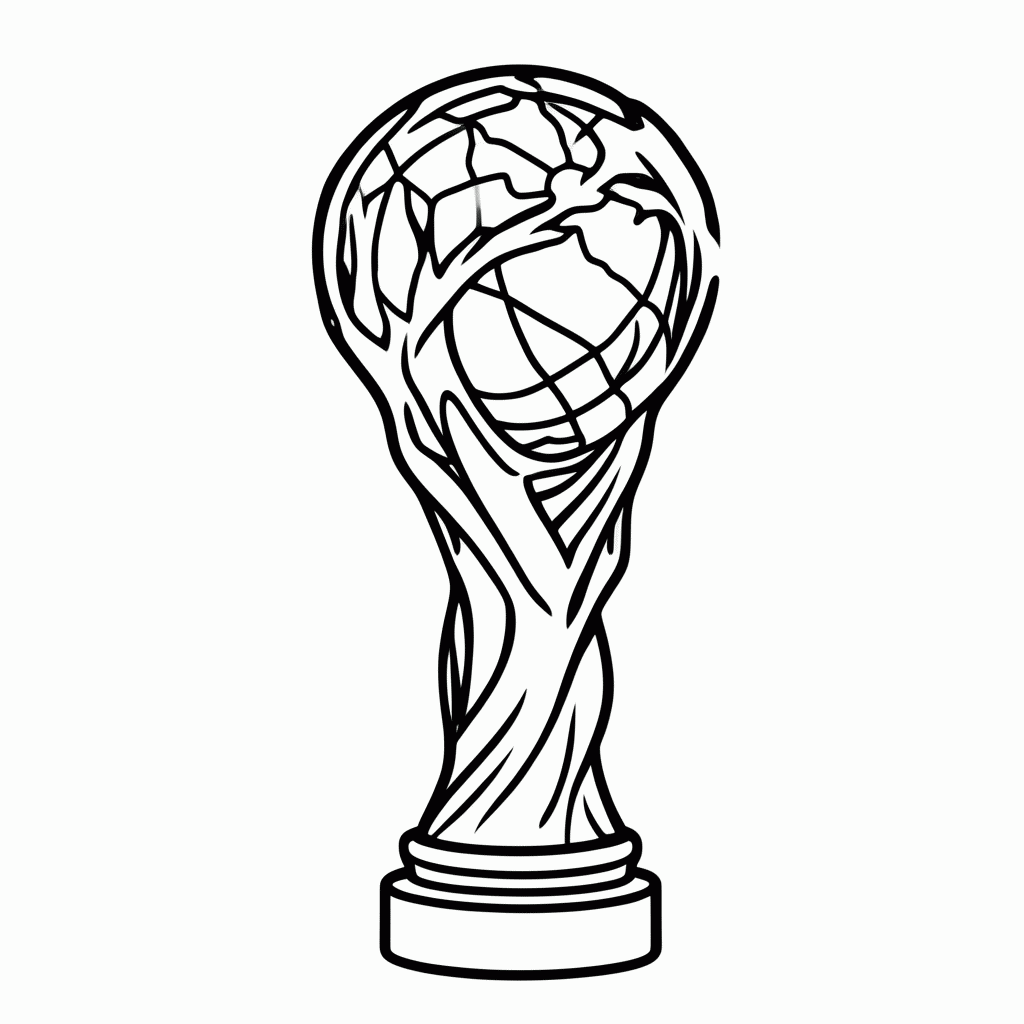 Desenho de Taça da Copa do Mundo para colorir e imprimir grátis em folha A4