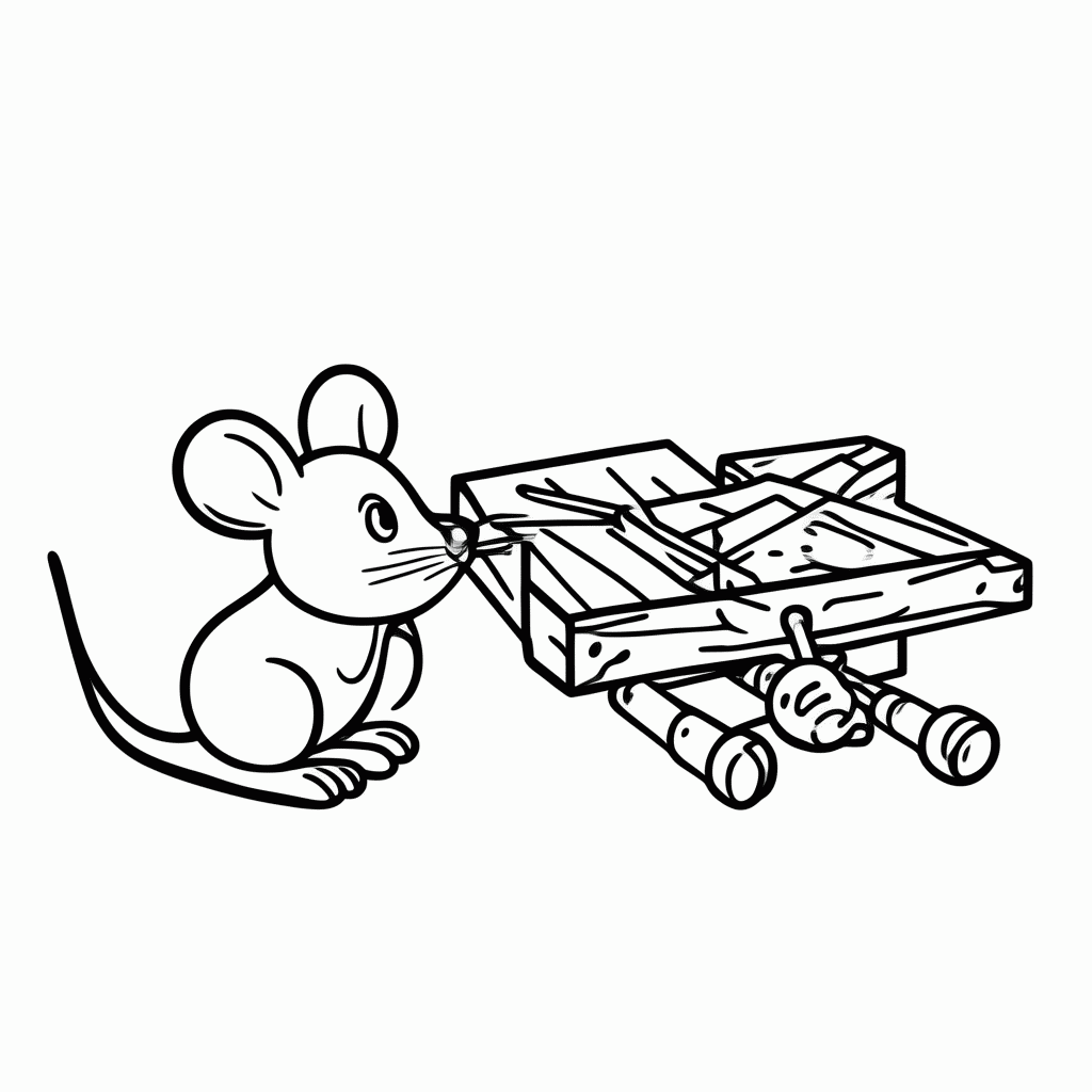 Desenho de Ratoeira com Queijo para colorir e imprimir grátis em folha A4