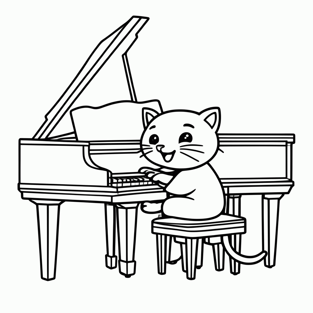 Desenho de Tom Tocando Piano para colorir e imprimir grátis em folha A4