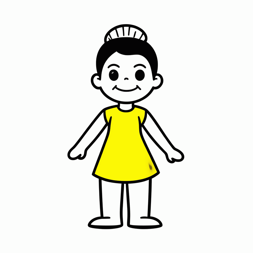 Desenho de Magali Vestido Amarelo para colorir e imprimir grátis em folha A4