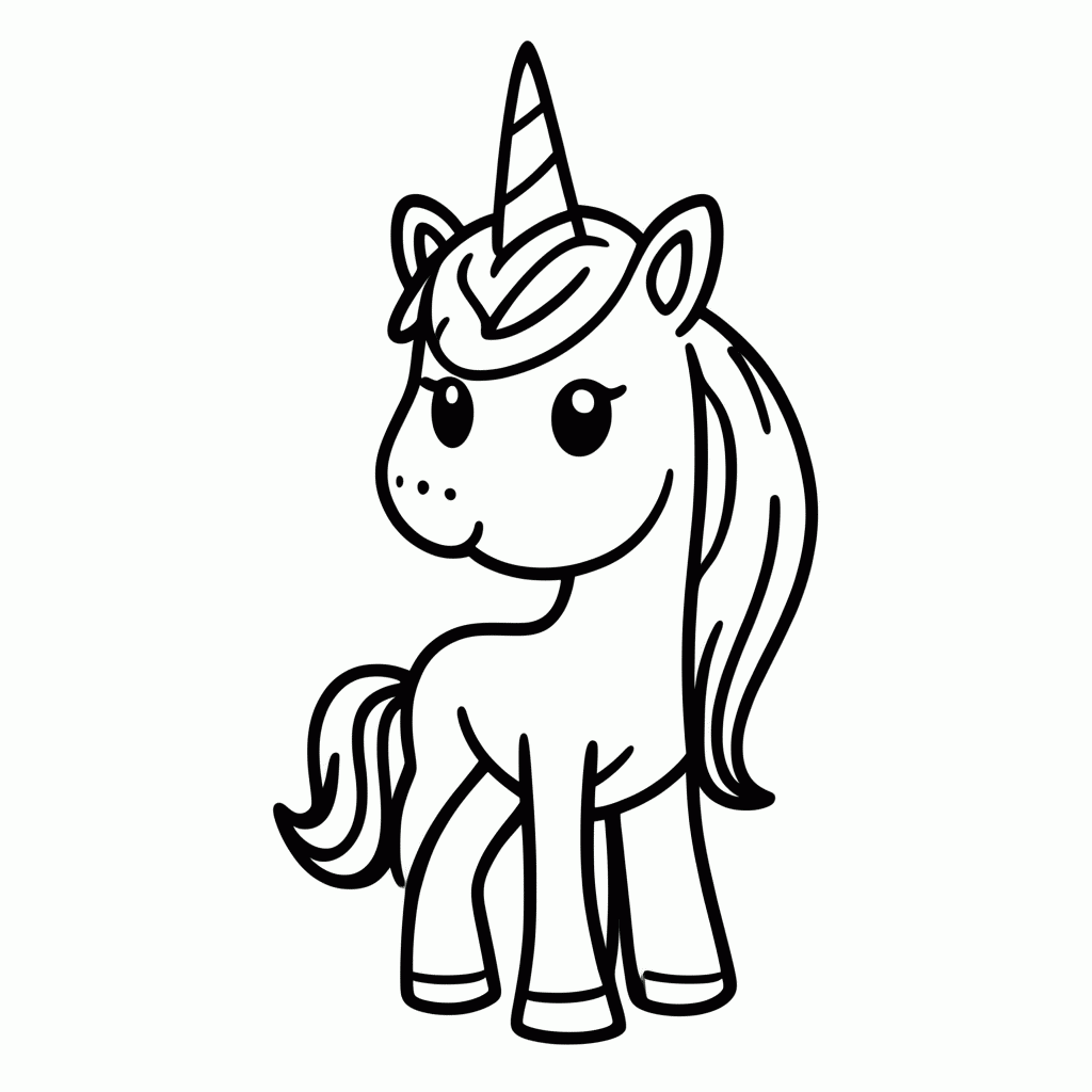 Desenho de Unicornio Emo para colorir e imprimir grátis em folha A4