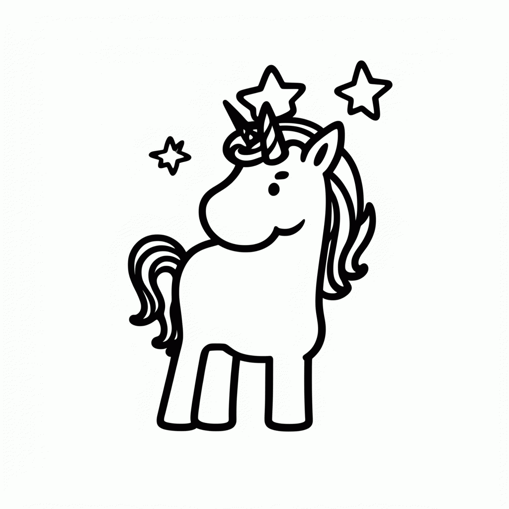 Desenho de Unicornio Estrela para colorir e imprimir grátis em folha A4