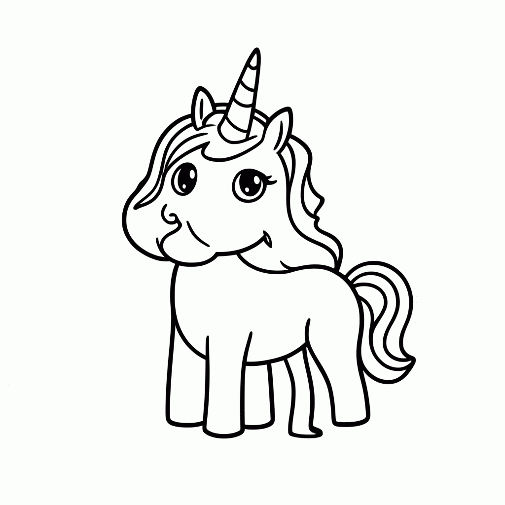 Desenho de Unicornio Lua para colorir e imprimir grátis em folha A4