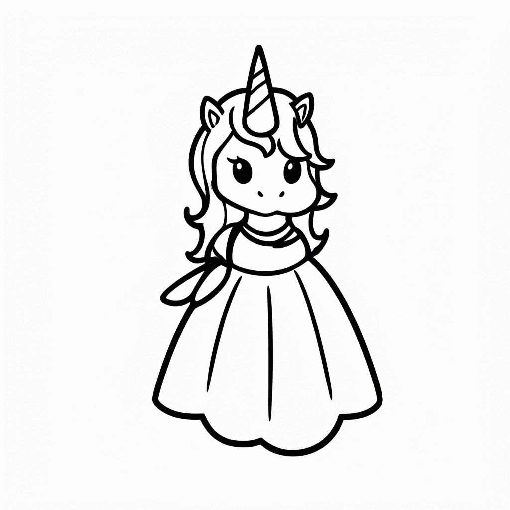 Desenho de Unicornio Princesa para colorir e imprimir grátis em folha A4