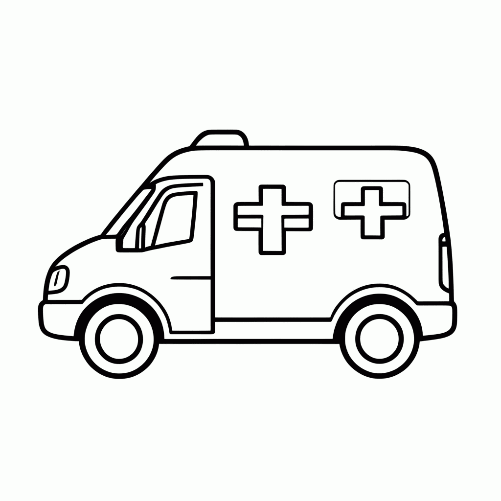 Desenho de Ambulancia Classica para colorir e imprimir grátis em folha A4