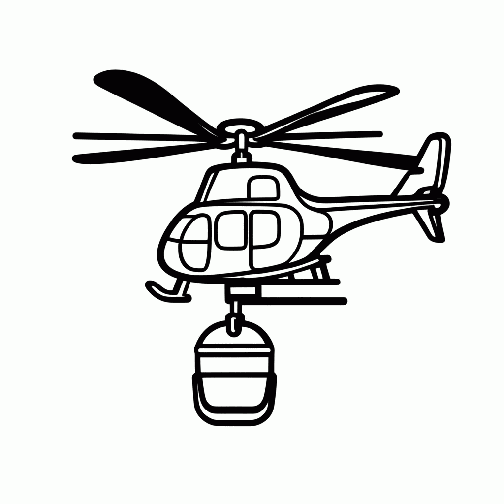 Desenho de Helicoptero Bombeiro para colorir e imprimir grátis em folha A4