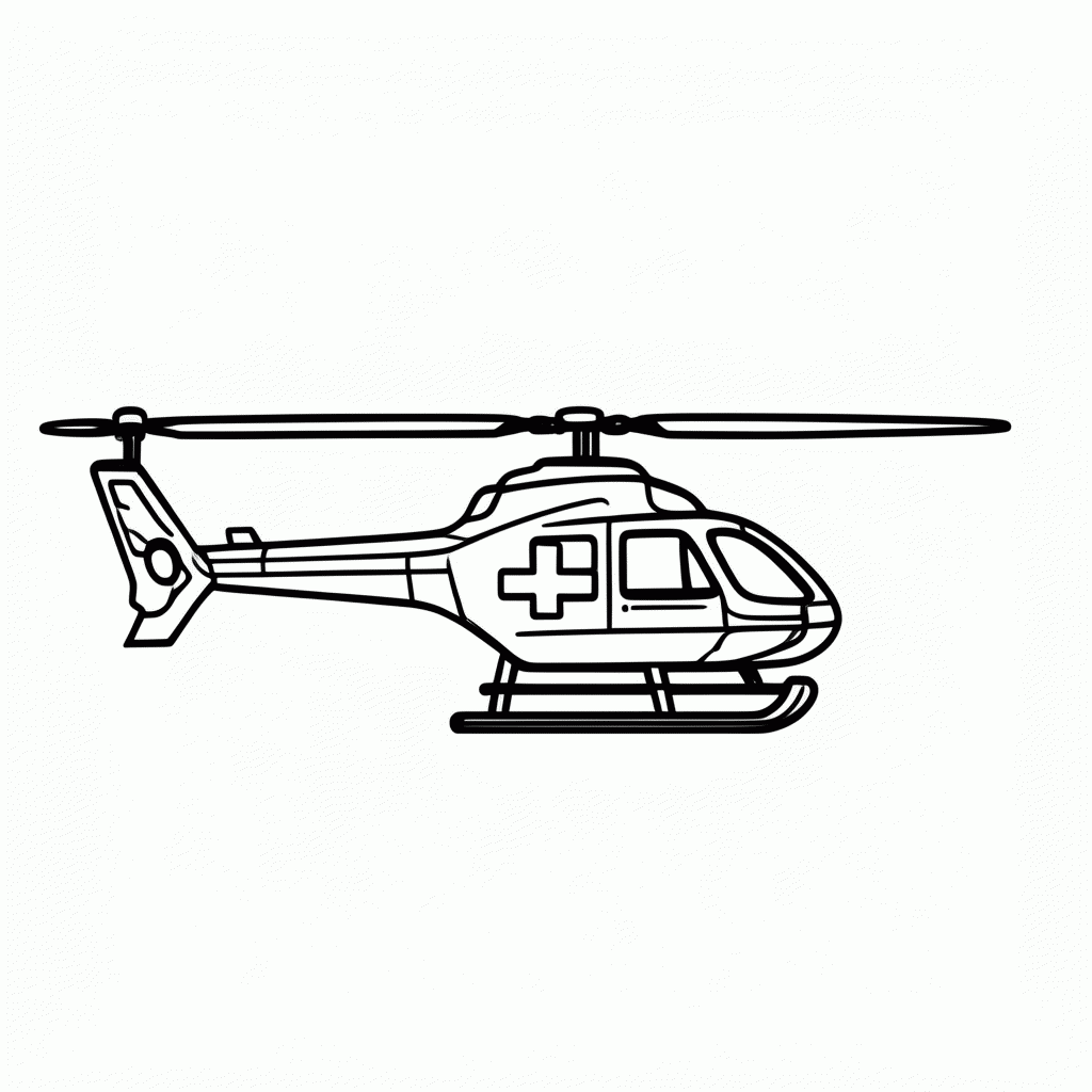 Desenho de Helicoptero Samu para colorir e imprimir grátis em folha A4