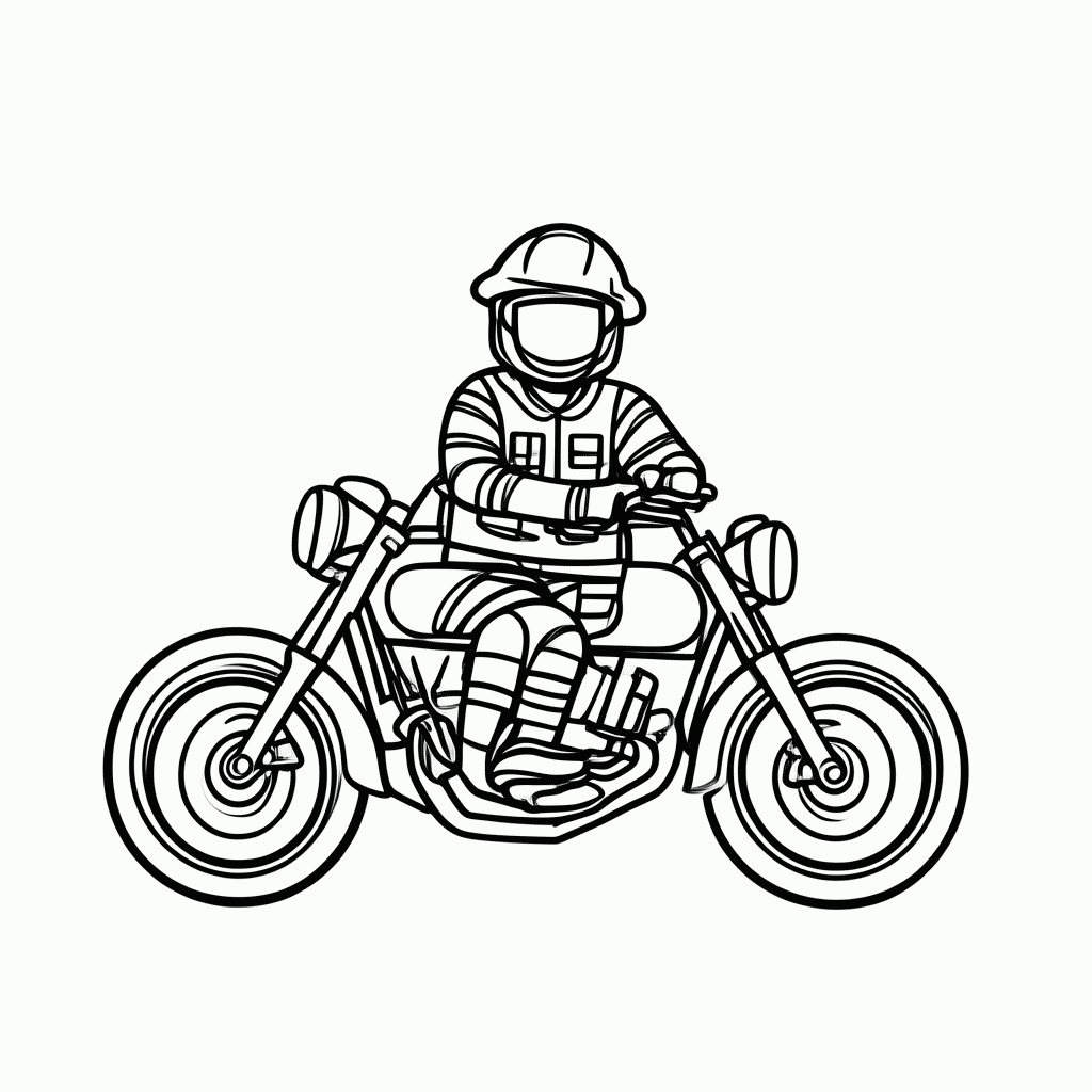 Desenho de Motocicleta Bombeiro para colorir e imprimir grátis em folha A4