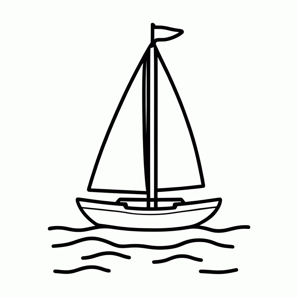 Desenho de Barco Vela para colorir e imprimir grátis em folha A4