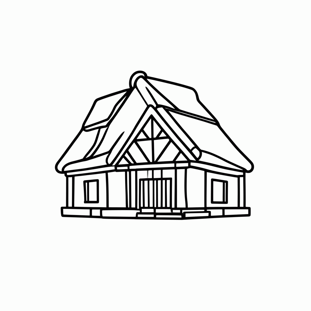 Desenho de Longhouse Casa Viking para colorir e imprimir grátis em folha A4